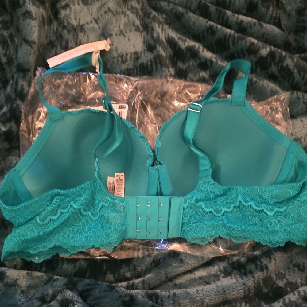 Victoria's Secret Teal Push-Up Bra with Lace Trim - Picture 3 of 3